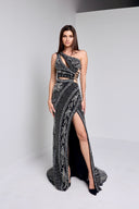 KYLE  BEADED  CUTOUT GOWN  IN BLACK