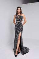 KYLE  BEADED  CUTOUT GOWN  IN BLACK
