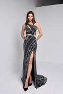 KYLE  BEADED  CUTOUT GOWN  IN BLACK
