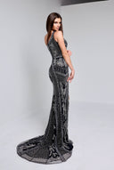 KYLE  BEADED  CUTOUT GOWN  IN BLACK