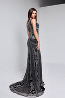KYLE  BEADED  CUTOUT GOWN  IN BLACK