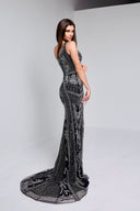 KYLE  BEADED  CUTOUT GOWN  IN BLACK