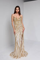 ARIA BEADED BUSTIERGOWN IN GOLD