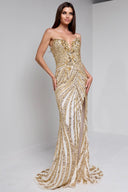 ARIA BEADED BUSTIERGOWN IN GOLD