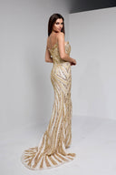 ARIA BEADED BUSTIERGOWN IN GOLD