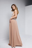 OLANA LONG DRESS IN NUDE WITH WHITE