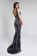 ARIANNE BEADED GOWN IN NAVY