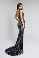 ARIANNE BEADED GOWN IN NAVY