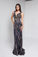 ARIANNE BEADED GOWN IN NAVY