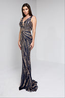 ARIANNE BEADED GOWN IN NAVY
