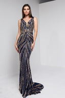 ARIANNE BEADED GOWN IN NAVY