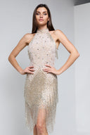 FRIDA BEADED DRESS IN CHAMPAGNE
