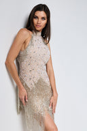 FRIDA BEADED DRESS IN CHAMPAGNE