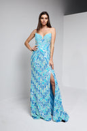 ANITA BEADED BUSTIER GOWN IN TURQUOISE