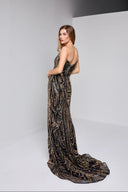 MARINA BUSTIER GOWN IN BLACK AND GOLD