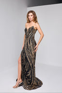 MARINA BUSTIER GOWN IN BLACK AND GOLD