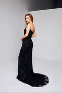 ZARELLE BEADED GOWN IN BLACK