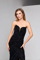 ZARELLE BEADED GOWN IN BLACK