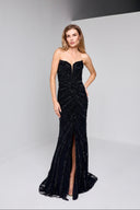 ZARELLE BEADED GOWN IN BLACK