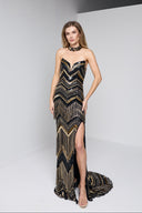 VELINA BEADED GOWN IN BLACK