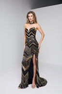 VELINA BEADED GOWN IN BLACK