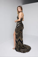 VELINA BEADED GOWN IN BLACK