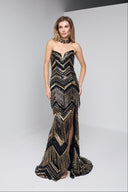 VELINA BEADED GOWN IN BLACK
