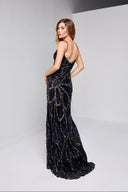 FLORIANA BEADED GOWN IN BLACK AND GOLD