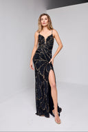 FLORIANA BEADED GOWN IN BLACK AND GOLD