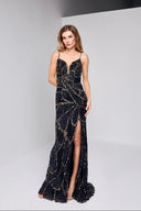 FLORIANA BEADED GOWN IN BLACK AND GOLD