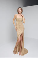 SORAYA BEADED GOWN IN GOLD