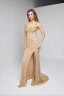 SORAYA BEADED GOWN IN GOLD