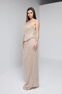 SORELLE BEADED GOWN IN CHAMPAGNE
