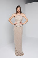 SORELLE BEADED GOWN IN CHAMPAGNE