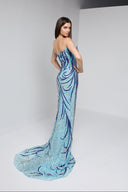 MARINA BUSTIER GOWN IN BLUE