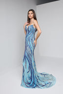MARINA BUSTIER GOWN IN BLUE