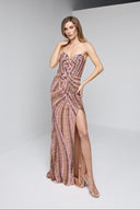 ARIA BEADED BUSTIER GOWN IN CHAMPAGNE