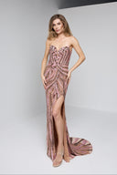 ARIA BEADED BUSTIER GOWN IN CHAMPAGNE