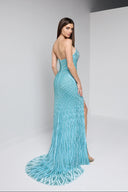 SERENA BEADED GOWN IN TURQUOISE