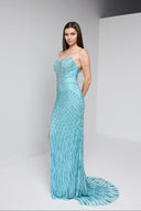 SERENA BEADED GOWN IN TURQUOISE