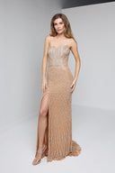 SERENA BEADED GOWN IN CHAMPAGNE