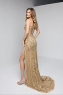 KYLE BEADED CUTOUT GOWN IN GOLD