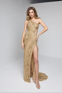 KYLE BEADED CUTOUT GOWN IN GOLD