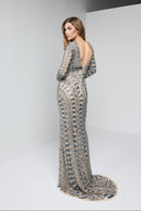 EVANGELINE GOWN IN NUDE WITH TEAL
