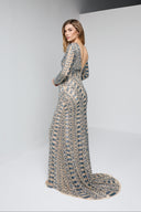 EVANGELINE GOWN IN NUDE WITH TEAL