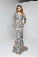 EVANGELINE GOWN IN NUDE WITH TEAL
