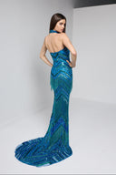 VELINA BEADED GOWN IN TURQUOISE