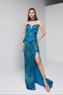 VELINA BEADED GOWN IN TURQUOISE