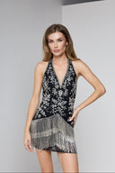 SHAI BEADED MINI DRESS IN BLACK