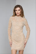 LUMINA BEADED MINI DRESS IN BEIGE
